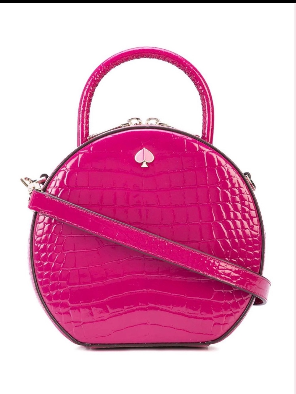 kate spade Hot Pink Patent Croc-Embossed Round Crossbody Bag